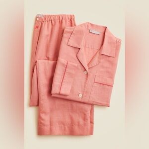 NWT J. Crew Linen Cotton Coral Pajama Set Sz Medium